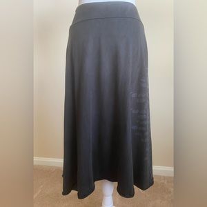 Prana 100% Cotton black skirt with side print, asymmetrical. Large slip on
